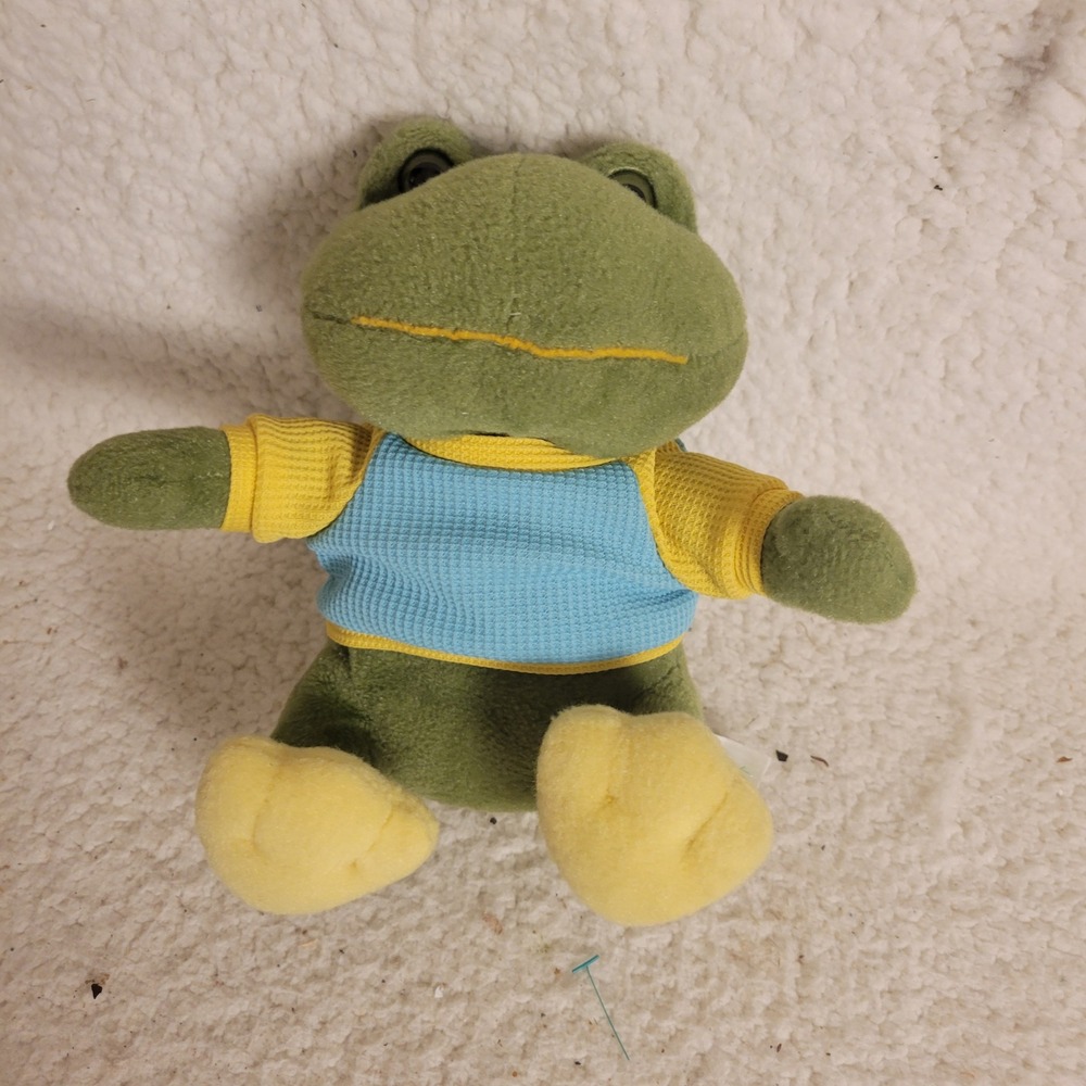 Homerbest Frog Plush Toy Small Green Blue Yellow Shirt Excellent Frogcore 8in